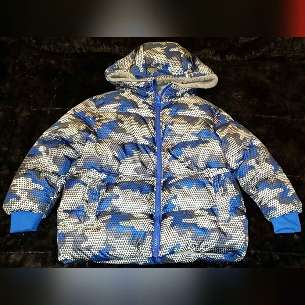 SwissTech Blue and Gray Camo Patterned Puffer Jacket 2T